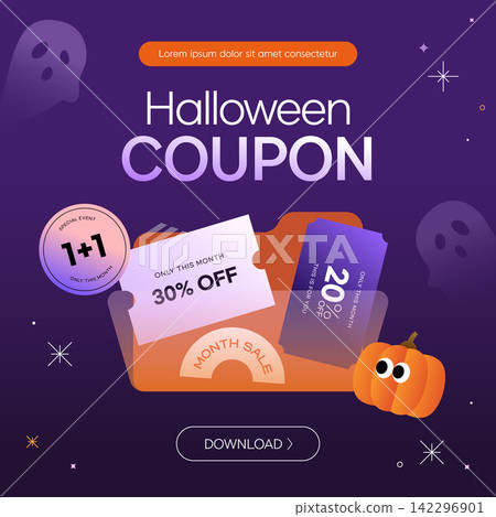 Halloween Special Sale Coupon Pack Banner Template with Pumpkin and Ghosts Halloween Special Sale Coupon Pack Banner Template with Pumpkin and Ghosts 142296901