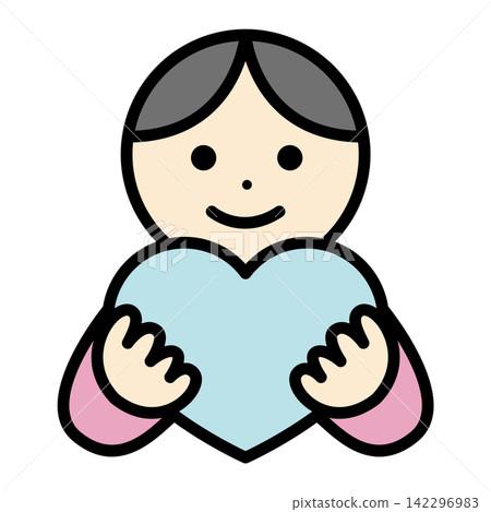 Illustration of a man holding a heart Illustration of a man holding a heart 142296983