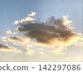 十一月的傍晚，夕陽灑在漂浮的雲朵上，投下美麗的影子。 142297086