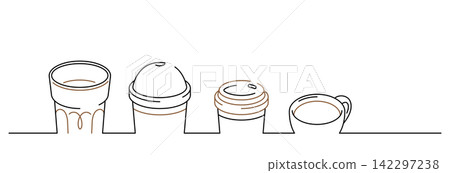 cafe glass and cup minimal single line art decoration cafe glass and cup minimal single line art decoration 142297238