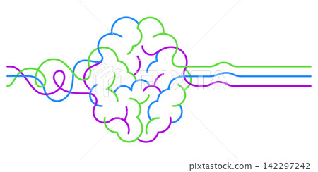 human brain with intertwine tangled wave single line art human brain with intertwine tangled wave single line art 142297242