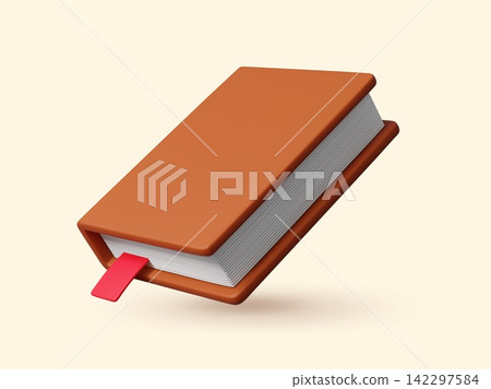 3d closed book with hardcover, close bestseller or school textbook. Educational dictionary. Isolated literature novels with brown cover and red bookmark. Fairytale, handbook, verses mockup angle view 3d closed book with hardcover, close bestseller or school textbook. Educational dictionary. Isolated literature novels with brown cover and red bookmark. Fairytale, handbook, verses mockup angle view 142297584