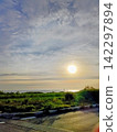 Sunset seen on the way back from a walk around 6 PM in Yomitan, Okinawa Prefecture. 142297894