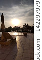 Sunset from the infinity pool at a resort hotel on the west coast of Okinawa Prefecture 142297979