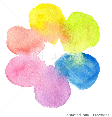Flower-shaped illustrations painted in 6 watercolors, abstract background and decorative material. 142298634