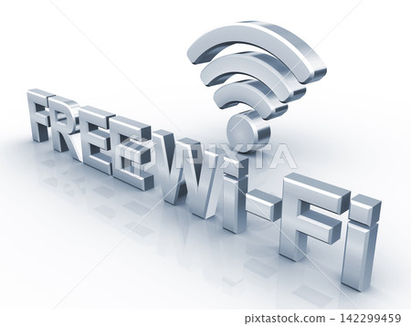 FREE Wi-Fi text and Wi-Fi icon FREE Wi-Fi text and Wi-Fi icon 142299459