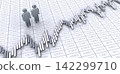 Economic chart and two human-shaped icons 142299710