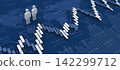 World economic chart and two humanoid icons 142299712