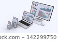 Computer equipment displaying business data, responsive design 142299750