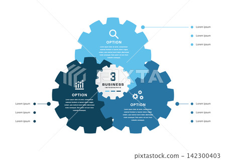 Business Infographic Three Interlocking Gears Options Collaborative Workflow Template Business Infographic Three Interlocking Gears Options Collaborative Workflow Template 142300403