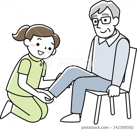 Senior man undergoing leg rehabilitation Senior man undergoing leg rehabilitation 142300592