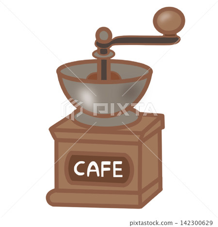 Vintage wooden manual coffee grinder mill cafe barista equipment tool sticker print visual graphic clipart artwork design icon element illustration Vintage wooden manual coffee grinder mill cafe barista equipment tool sticker print visual graphic clipart artwork design icon element illustration 142300629