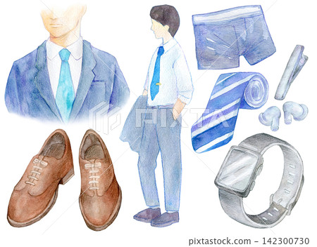 Watercolor illustration, hand-drawn illustration, businessman Watercolor illustration, hand-drawn illustration, businessman 142300730