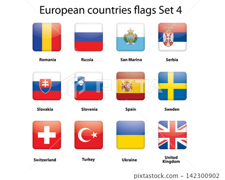 buttons with European countries flags set 4 buttons with European countries flags set 4 142300902