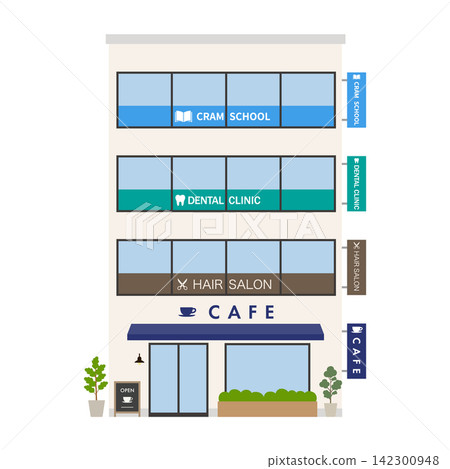 包含租戶的多租戶建築外觀示意圖。 包含租戶的多租戶建築外觀示意圖。 142300948