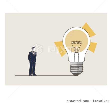 A business person gazing at a large light bulb. (Illustration: Business, Ideas, Innovation, Solutions) A business person gazing at a large light bulb. (Illustration: Business, Ideas, Innovation, Solutions) 142301262