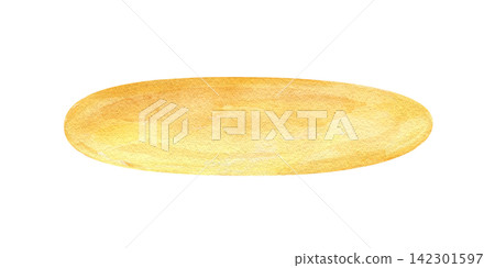 Wide golden honey puddle or oval liquid stain on isolated background. Smooth amber shape watercolor illustration. Art element for food packaging design, textile printing, and decorative backgrounds Wide golden honey puddle or oval liquid stain on isolated background. Smooth amber shape watercolor illustration. Art element for food packaging design, textile printing, and decorative backgrounds 142301597