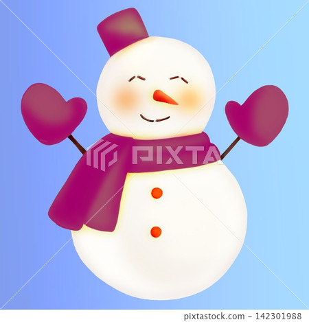 手繪水彩風格的雪人插圖(紫色)。 手繪水彩風格的雪人插圖(紫色)。 142301988