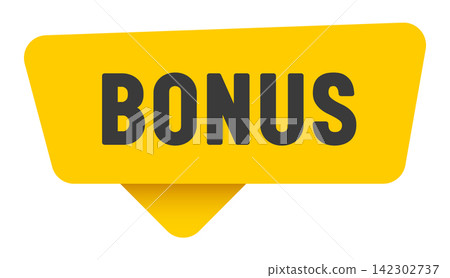 bonus sign. bonus yellow sticker isolated on transparent background bonus sign. bonus yellow sticker isolated on transparent background 142302737