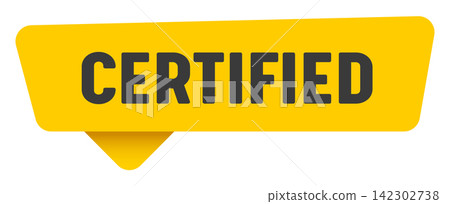 certified sign. certified yellow sticker isolated on transparent background certified sign. certified yellow sticker isolated on transparent background 142302738