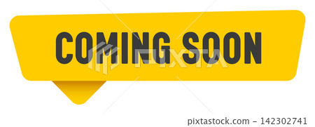 coming soon sign. coming soon yellow sticker isolated on transparent background coming soon sign. coming soon yellow sticker isolated on transparent background 142302741