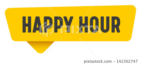 happy hour sign. happy hour yellow sticker isolated on transparent background happy hour sign. happy hour yellow sticker isolated on transparent background 142302747