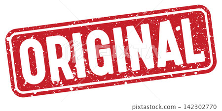 original stamp. original red rectangular grunge stamp on transparent background original stamp. original red rectangular grunge stamp on transparent background 142302770