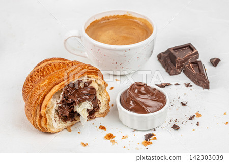 Chocolate Croissant with Coffee and Cocoa Spread Chocolate Croissant with Coffee and Cocoa Spread 142303039