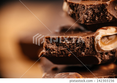 Chocolate Hazelnut Bar with Copy Space Chocolate Hazelnut Bar with Copy Space 142303156