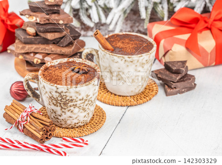 Two Christmas Hot Chocolate Mugs with Gifts Two Christmas Hot Chocolate Mugs with Gifts 142303329