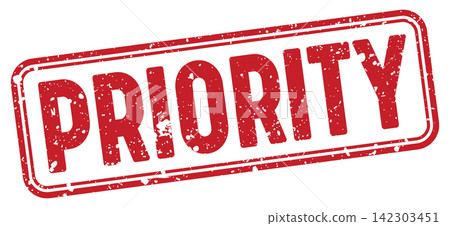 priority red grunge stamp with no background. priority stamp 142303451