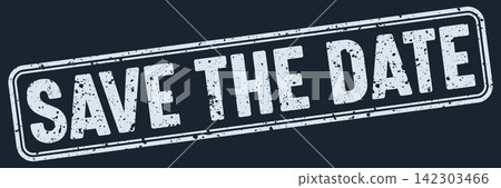 save the date white grunge stamp on dark blue background. save the date stamp 142303466
