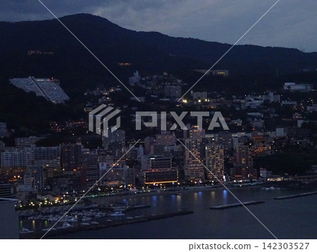 從城山展望台眺望熱海市的夜景 從城山展望台眺望熱海市的夜景 142303527