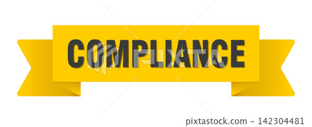 compliance yellow ribbon isolated on transparent background. compliance ribbon compliance yellow ribbon isolated on transparent background. compliance ribbon 142304481