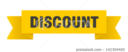discount yellow ribbon isolated on transparent background. discount ribbon discount yellow ribbon isolated on transparent background. discount ribbon 142304485