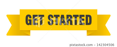 get started yellow ribbon isolated on transparent background. get started ribbon get started yellow ribbon isolated on transparent background. get started ribbon 142304506