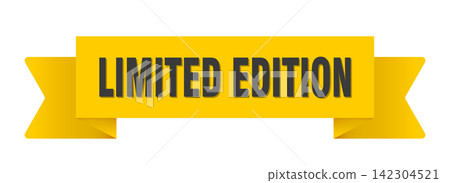 limited edition yellow ribbon isolated on transparent background. limited edition ribbon limited edition yellow ribbon isolated on transparent background. limited edition ribbon 142304521