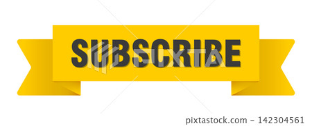 subscribe yellow ribbon isolated on transparent background. subscribe ribbon subscribe yellow ribbon isolated on transparent background. subscribe ribbon 142304561