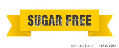 sugar free yellow ribbon isolated on transparent background. sugar free ribbon sugar free yellow ribbon isolated on transparent background. sugar free ribbon 142304562