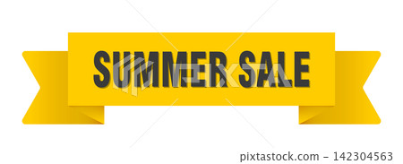 summer sale yellow ribbon isolated on transparent background. summer sale ribbon summer sale yellow ribbon isolated on transparent background. summer sale ribbon 142304563
