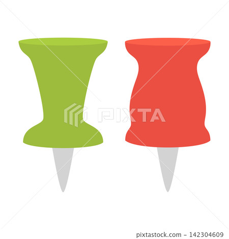 green red push pins flat icon set green red push pins flat icon set 142304609