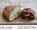 rustic bread cured meat capocollo wooden board 142304744