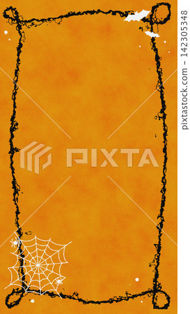 Vertical orange spiderweb frame background for Halloween Vertical orange spiderweb frame background for Halloween 142305348