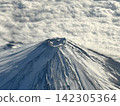 夏季從飛機上看到的富士山火山口和山頂。 142305364
