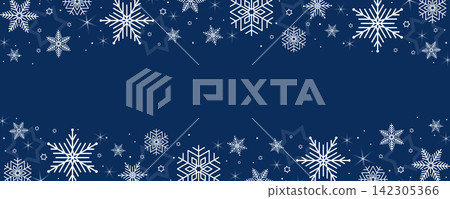 Christmas snowflake frame with large copy space on dark blue winter background. Vector Christmas snowflake frame with large copy space on dark blue winter background. Vector 142305366