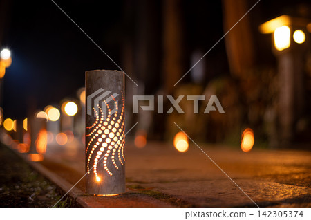 Candle Festival Bamboo Lanterns Candle Festival Bamboo Lanterns 142305374