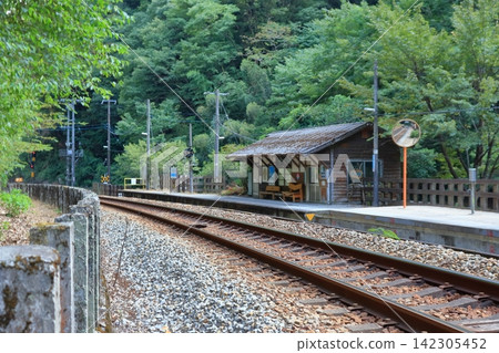 坪尻站的車站大樓,該站是JR四國道山線上的一個偏遠車站(位於德島縣三好市)。 坪尻站的車站大樓,該站是JR四國道山線上的一個偏遠車站(位於德島縣三好市)。 142305452