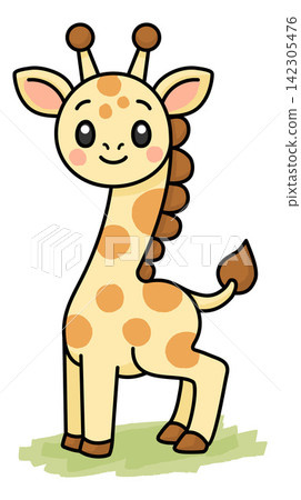 Giraffe Cartoon Cute Safari Animal Character Giraffe Cartoon Cute Safari Animal Character 142305476