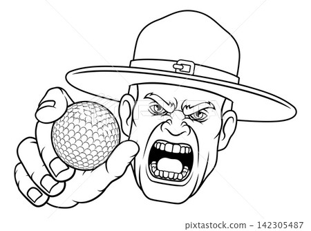 Drill Instructor Sergeant Bootcamp Golf Mascot 142305487