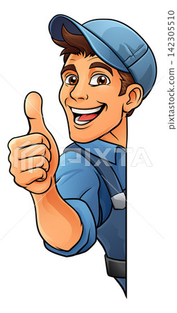 Handyman Mechanic Painter Plumber Cartoon Mascot Handyman Mechanic Painter Plumber Cartoon Mascot 142305510